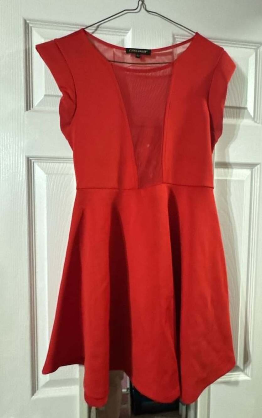 CoolWear Red Mesh Skater Dress Size L